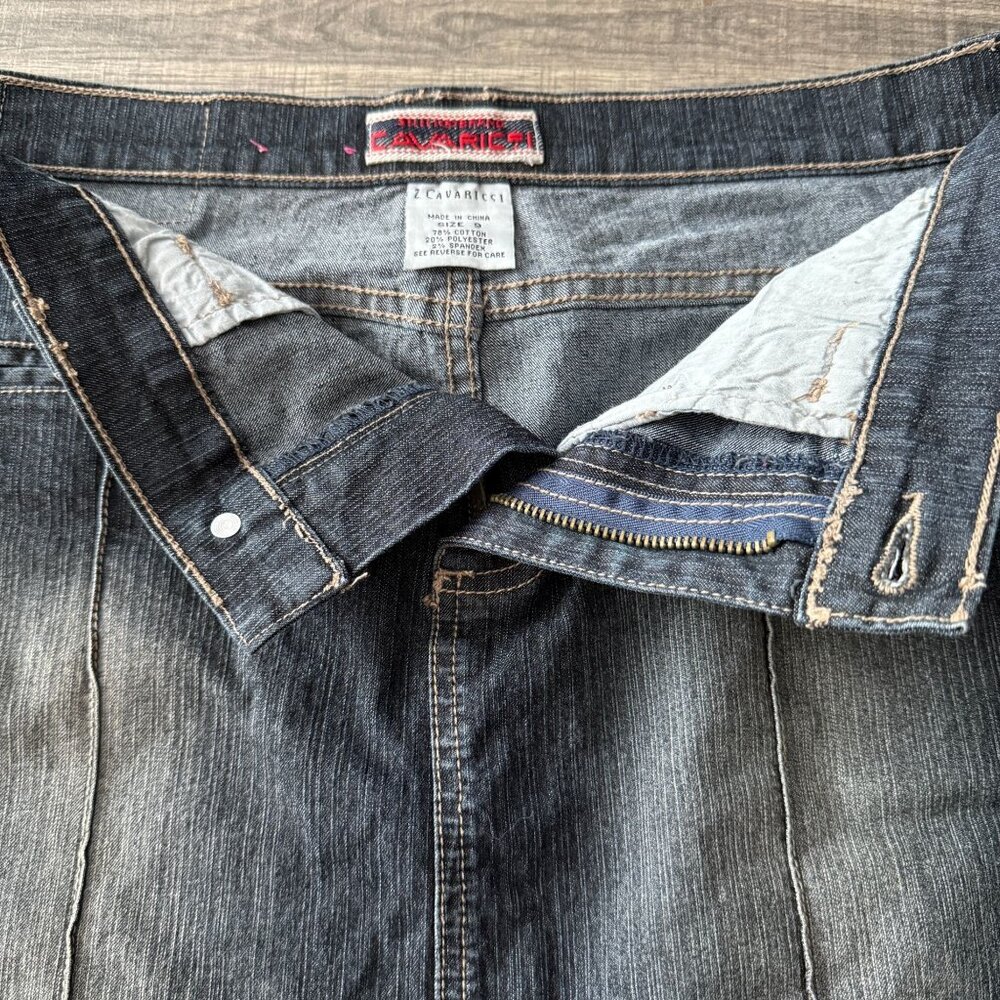 Vintage Z. Cavaricci Denim Mini Skirt Size 9 Y2K Style Front Pockets Side Slits - Picture 5 of 11